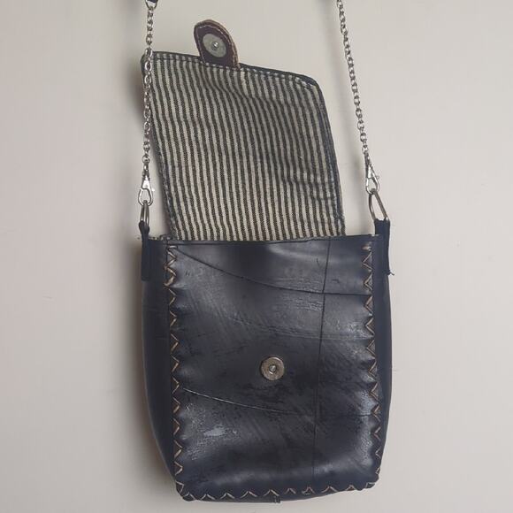 Compact Black Tire Crossbody Bag Upcycled Adjustable Strap - Picture 2 of 15